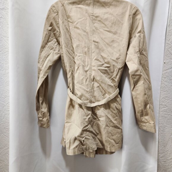 Short double breasted belted tan trench coat Size XL - Picture 4 of 4
